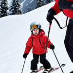 A highly vigilant ski instructor, with an intense focus on a young, beginner student who is slightly off-balance or moving unpredictably on a snowy slope. The instructor's body language shows readiness for quick intervention, capturing their "instinctive feel" and critical attention to safety. The scene should convey a sense of dynamic observation and responsibility.