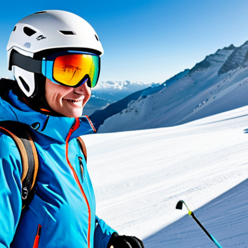 Home 9 스키 강사의 국제 트렌드 세미나 참여 - AI-Powered Ski Safety**
"A skier wearing a smart watch and helmet with integrated sensors on a sunn...