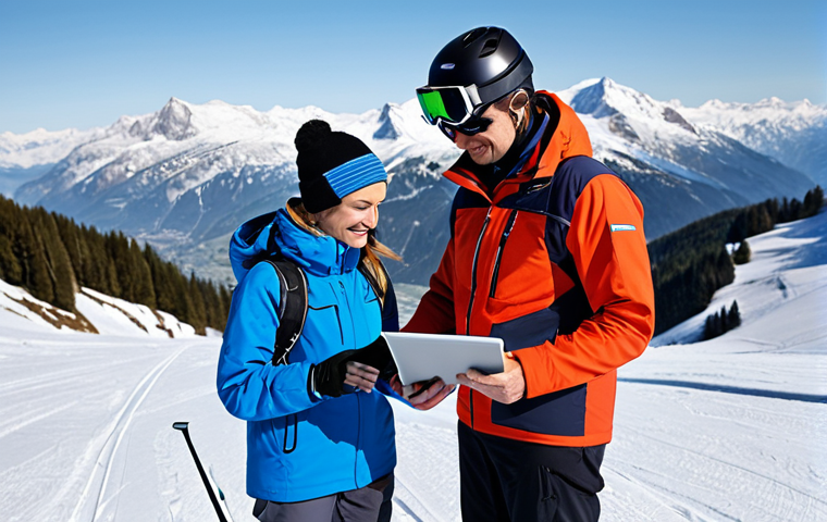 스키 강사의 국제 트렌드 세미나 참여 - AI-Powered Ski Safety**

"A skier wearing a smart watch and helmet with integrated sensors on a sunn...
