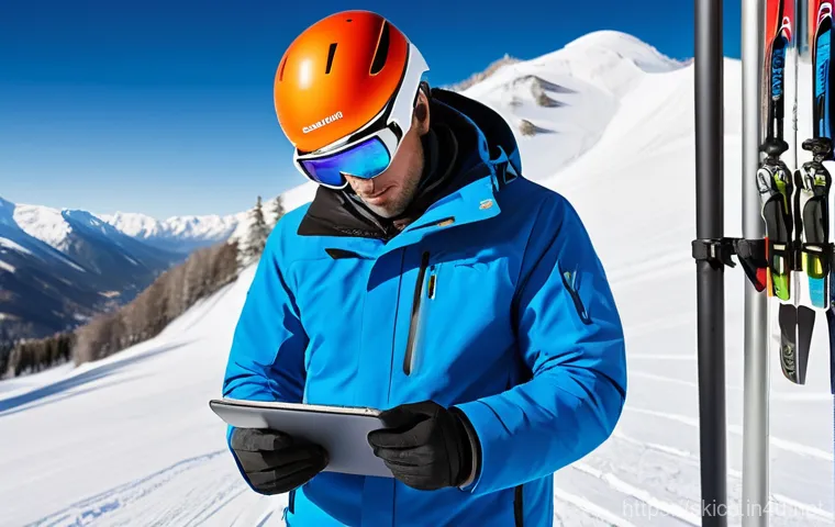 스키 강사의 안전사고 보고 체계 - A diligent male ski instructor in his 30s, wearing a professional ski uniform and helmet, is meticul... 스키 강사의 안전사고 보고 체계 - A diligent male ski instructor in his 30s, wearing a professional ski uniform and helmet, is meticul...