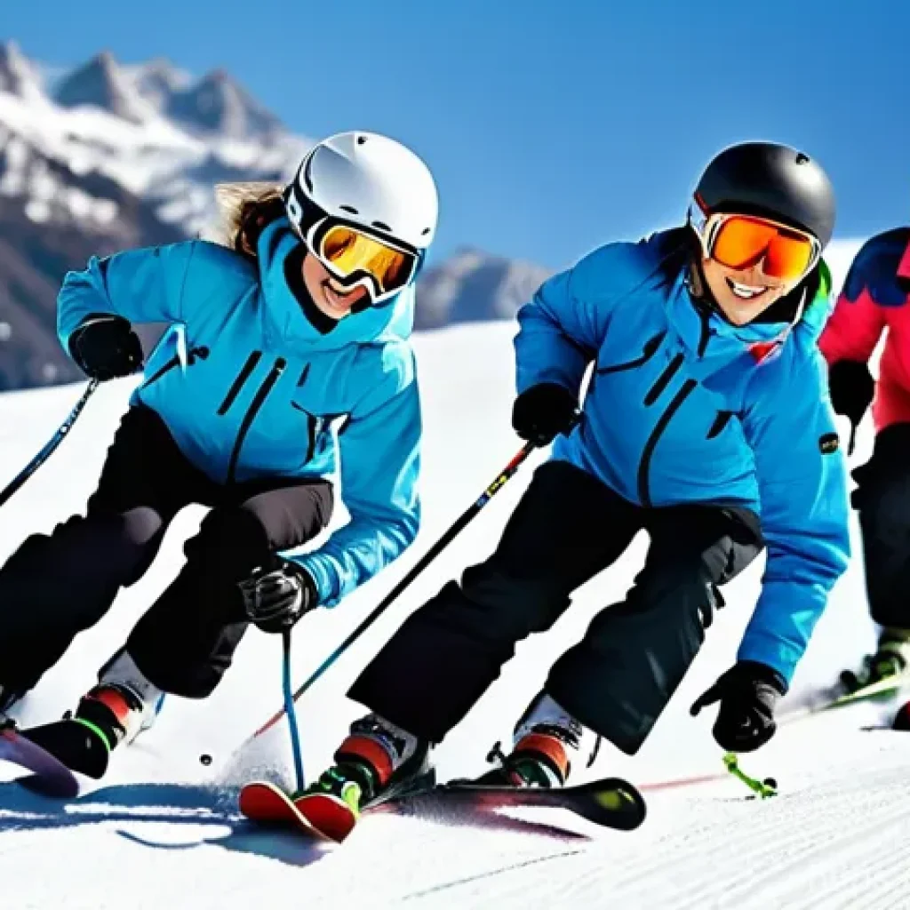 스키 강사의 자격 시험 준비 방법 - **Prompt:** A dynamic, wide shot of a female ski instructor, approximately 30-35 years old, with a w...