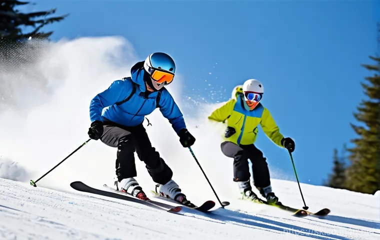 스키 강사의 자격증 취득 플랜 - **Image Prompt 1: The Joy of First Turns**
    A warm, brightly lit scene on a gentle, groomed begin...