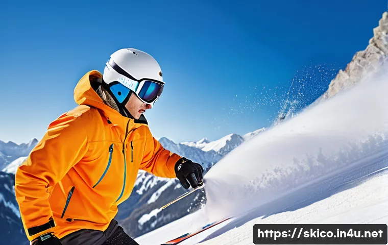 스키 강사의 자격 시험 합격률 높이는 법 - A dynamic, wide-angle shot of a male ski instructor, in his late 20s, wearing a professional ski ins...