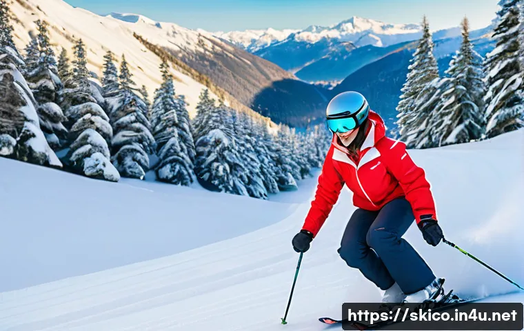 스키 강사의 성공적인 레슨 사례 - A professional ski instructor, a woman in her late 30s with a confident and encouraging smile, weari...