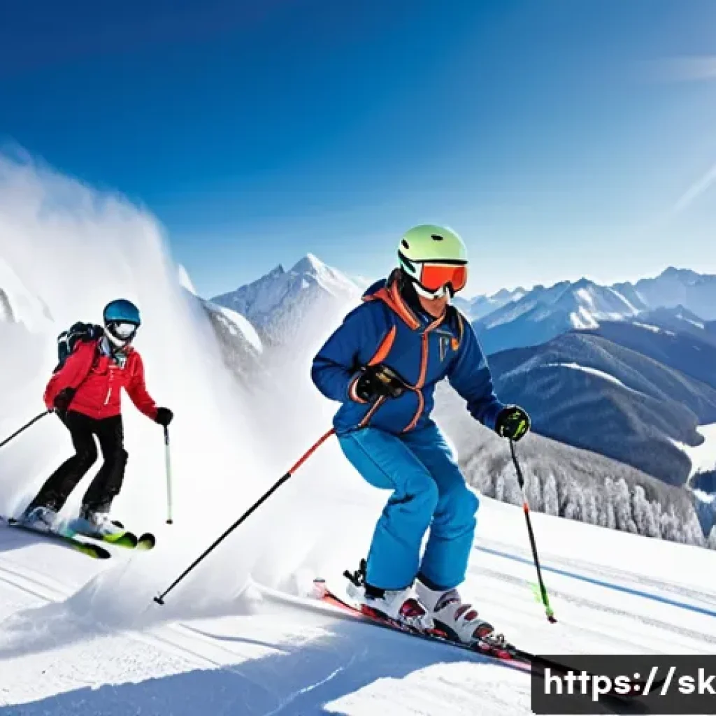 스키 강사의 프리랜서 성공 전략 - **A highly skilled freelance ski instructor, wearing a sleek, modern ski suit with subtle branding, ...